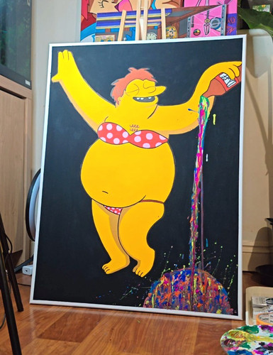 Large hand painted barney - large,
