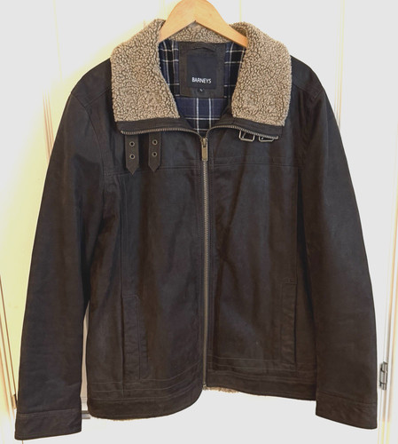 Barneys fur trim leather - barneys,