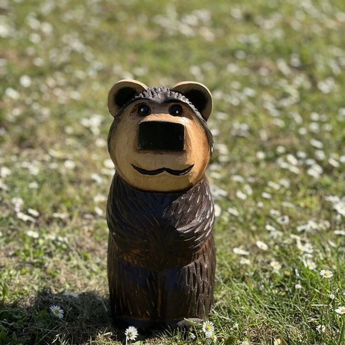 Hand carved wooden barney - wooden, bear